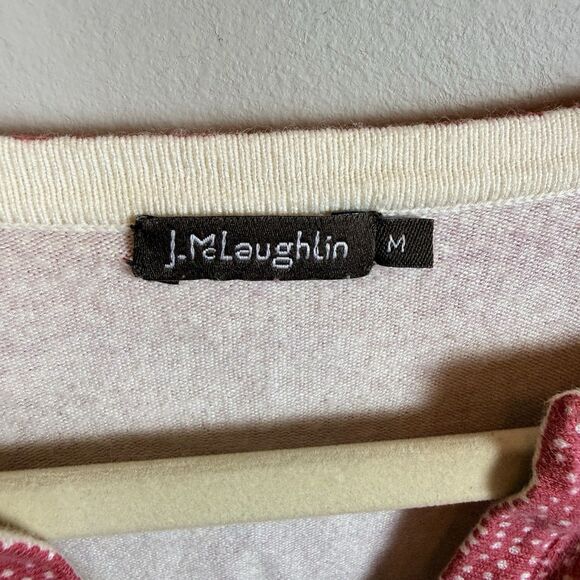 J.McLaughlin Women’s Top Sweater Polka Dot Tropical Button 3/4 Sleeve Med - Picture 3 of 6